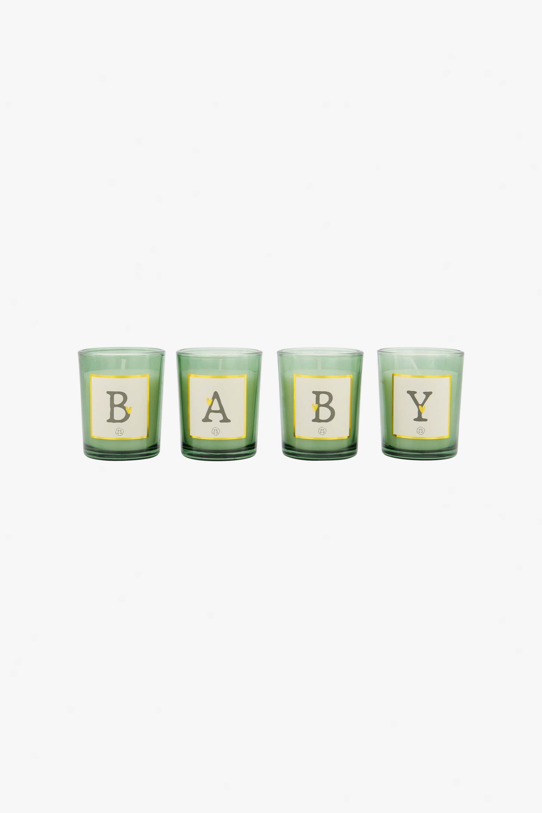 set van 4 glaskaarsjes baby wit