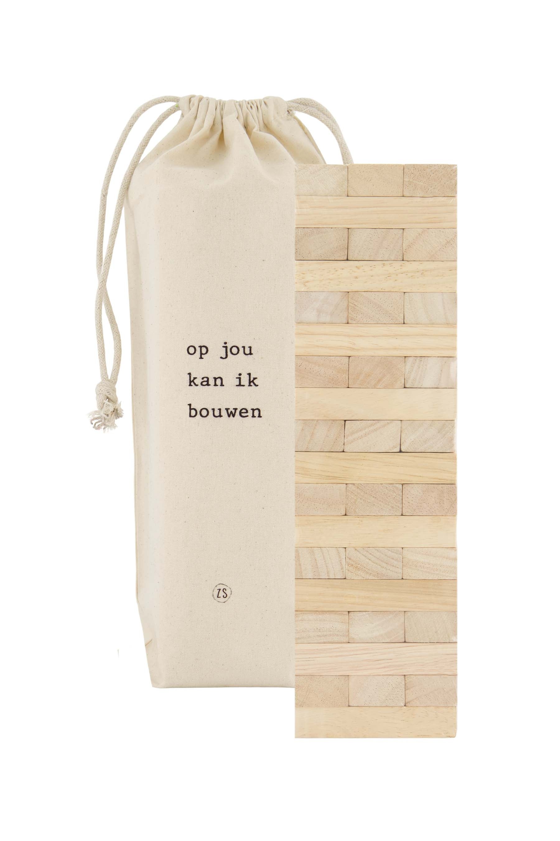 houten spelletje jenga op jou kan ik bouwen