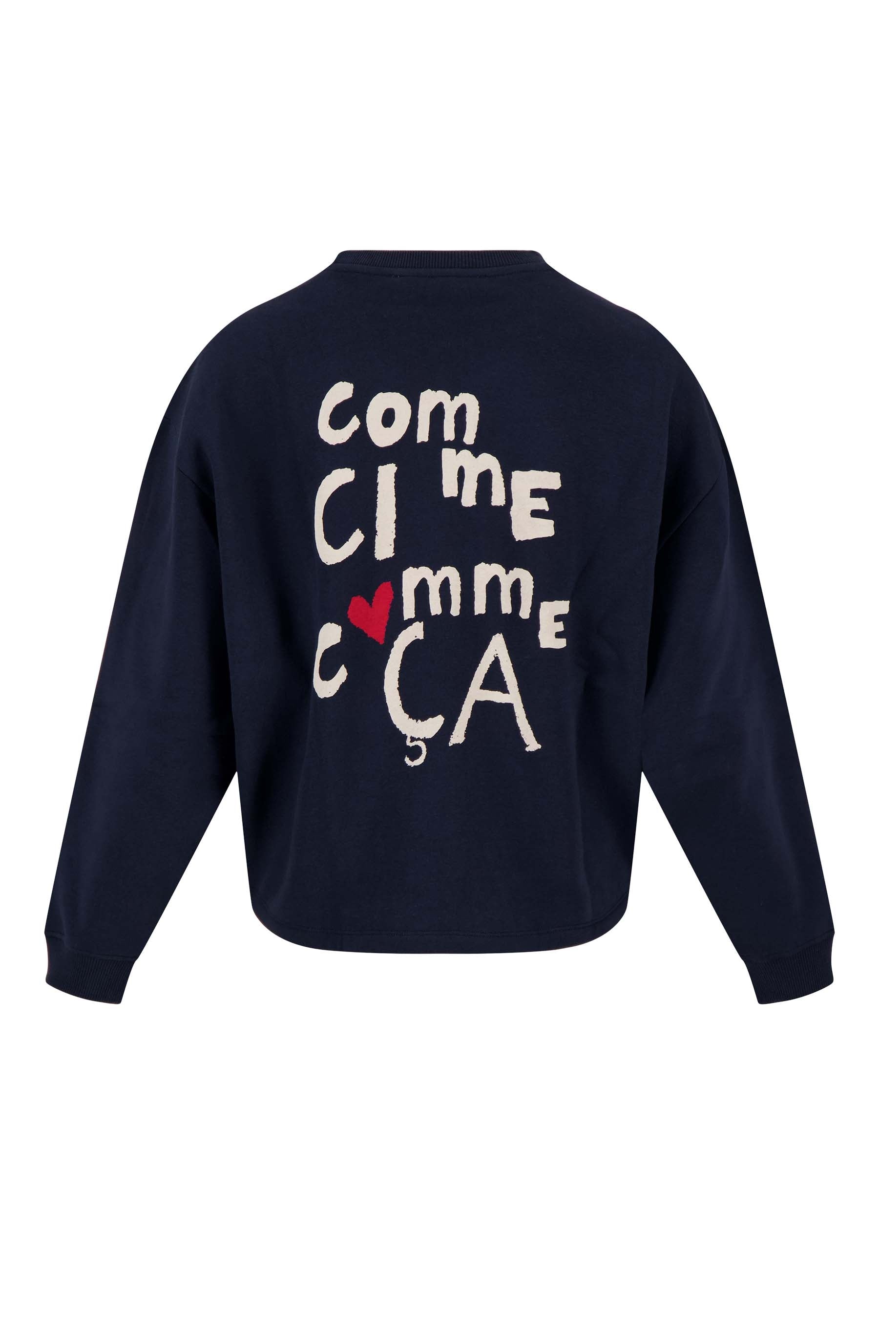 sweater met tekst donkerblauw