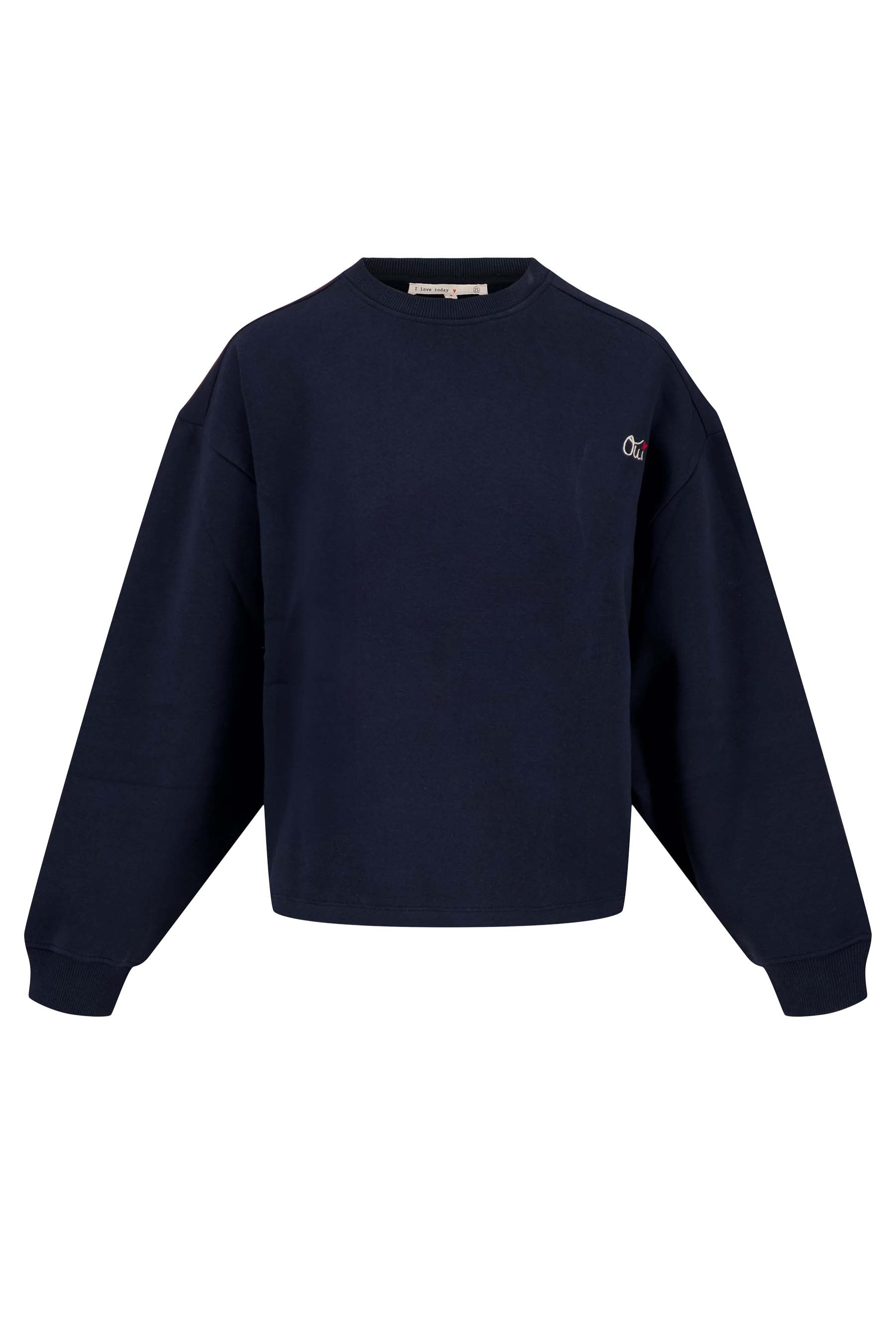 sweater met tekst donkerblauw