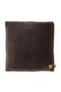 kussen velvet met brede rand 45x45cm antracietgrijs/oker