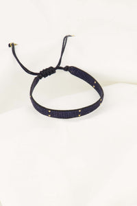 miyuki armbandje stipje donkerblauw/goud